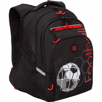 Рюкзак школьный GRIZZLY RB-350-1 черный - красный