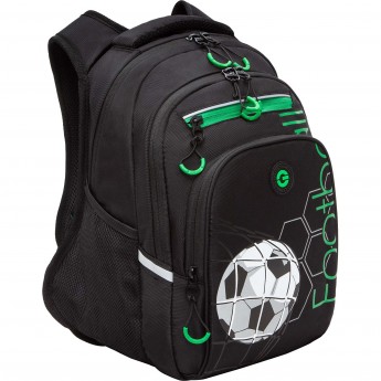Рюкзак школьный GRIZZLY RB-350-1 черный - зеленый